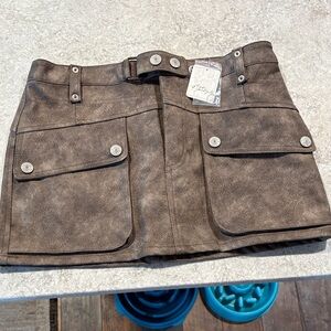 BRAND NEW FREE PEOPLE Brown Mini Skirt with Pockets